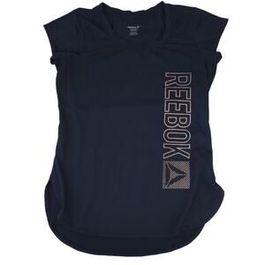 Reebok Short Sleeve Athletic Top Small Black Gold Activewear Athleisure Gym